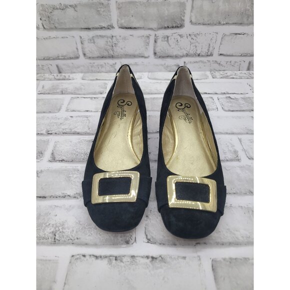 Seychelles Birch Flats Black Suede Gold Toe Buckle and Heel Size 8.5 - Picture 4 of 7